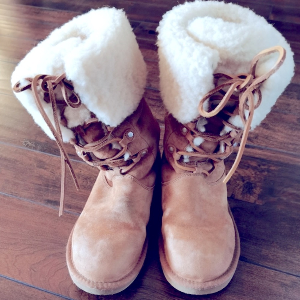 Ugg Australia Tan Lace Up Boots Size 7